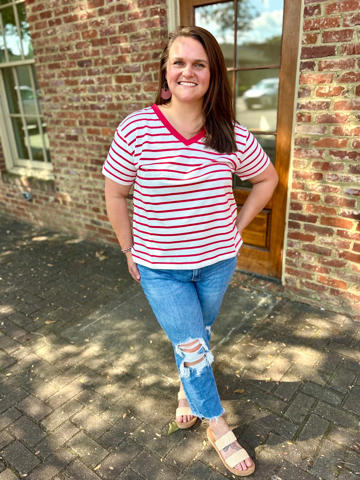 Red striped top