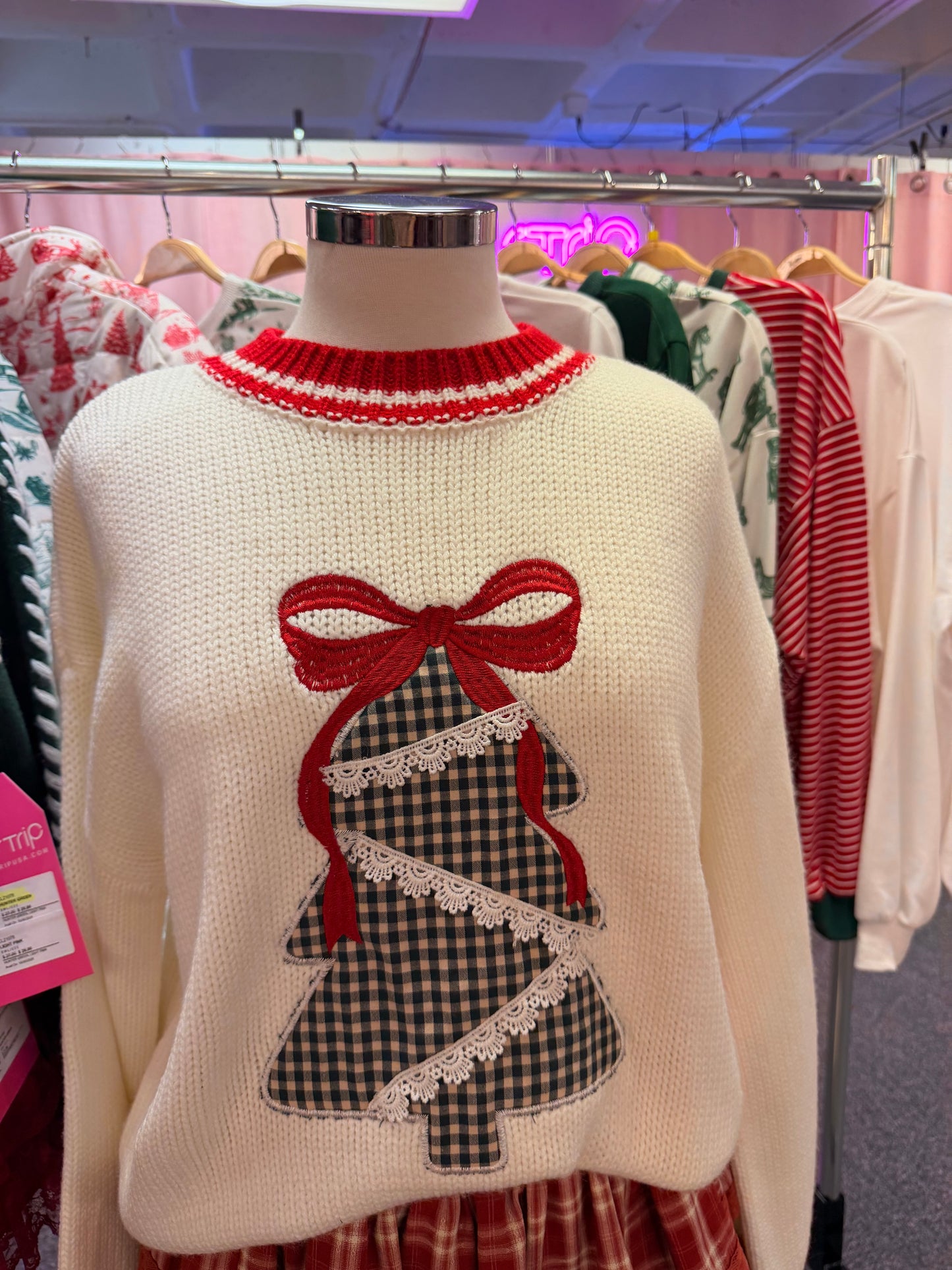 Christmas tree farm sweater