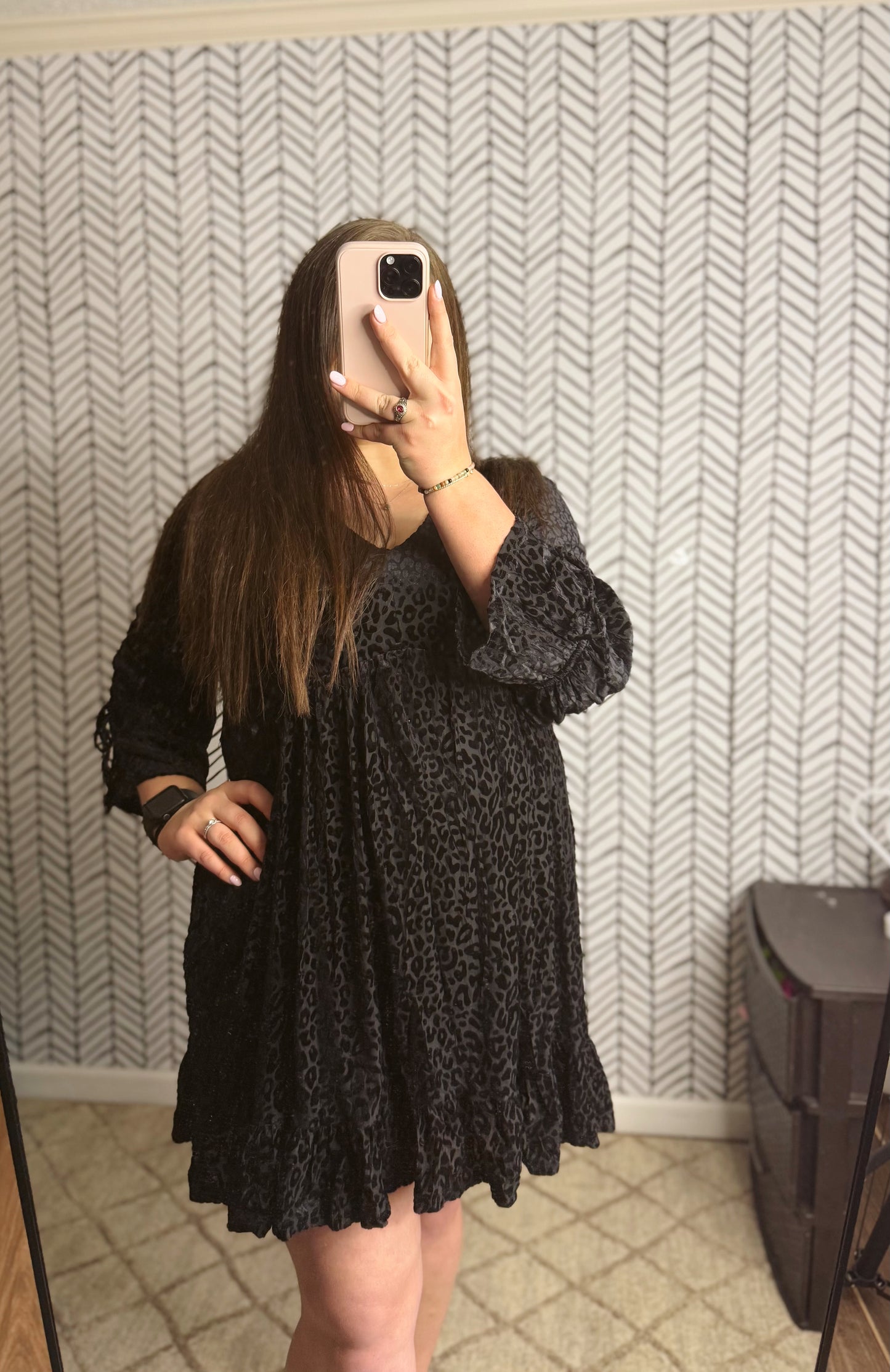 Leopard velvet dress