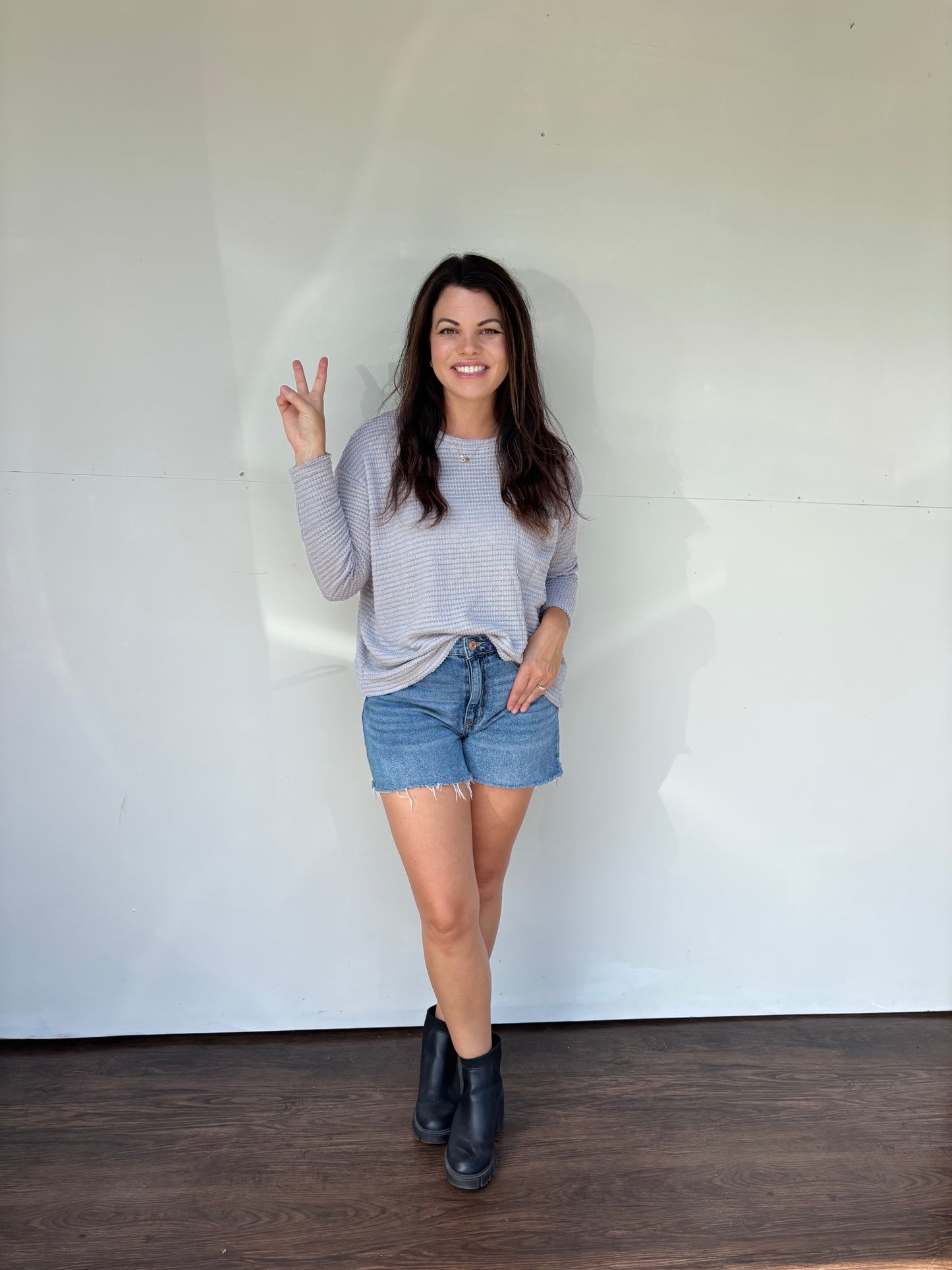 Everyday Waffle Knit Pocket Top