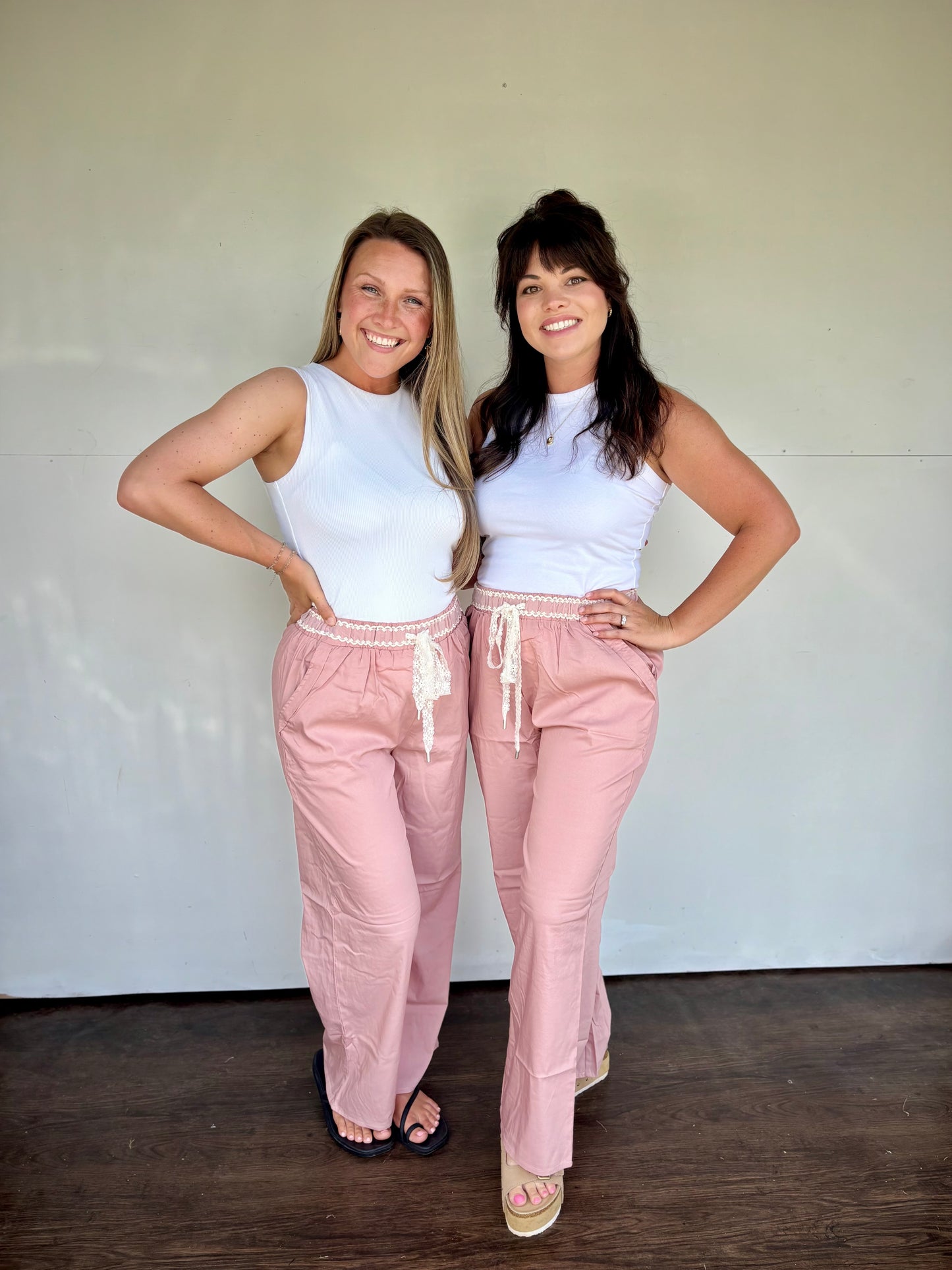 Lace blush pants.