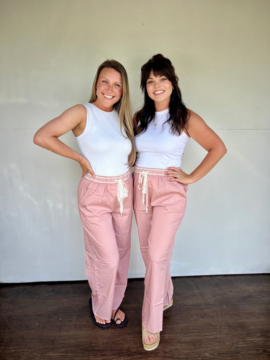 Lace blush pants.