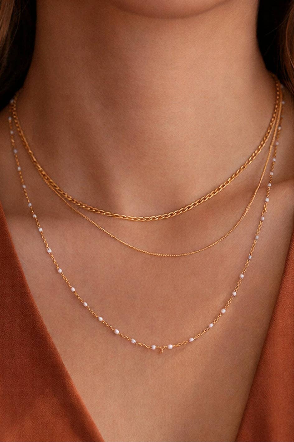 18K Gold PVD Plated Waterproof Stainless Steel Chain Necklace