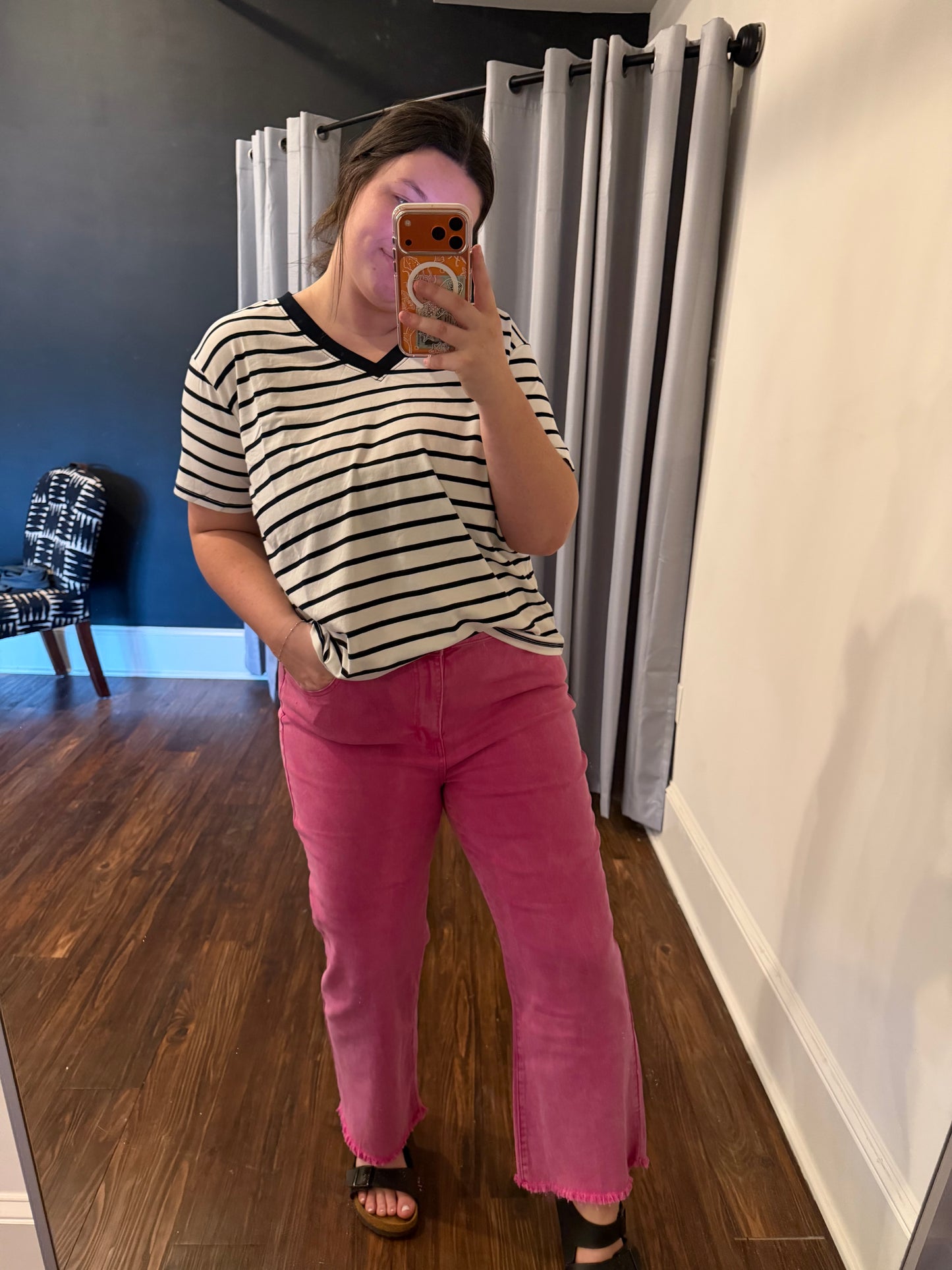 Bright pink jeans