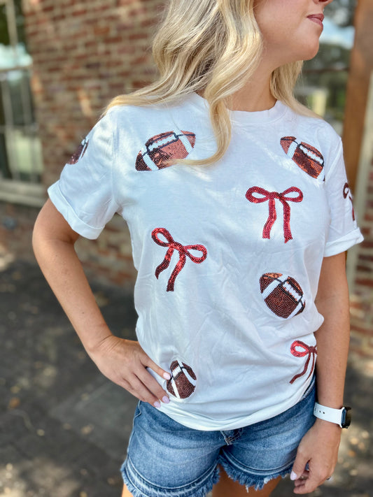 Sequin football tee