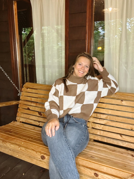 Mocha checkered sweater