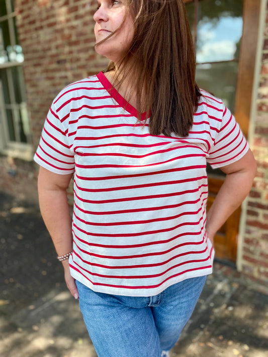 Red striped top