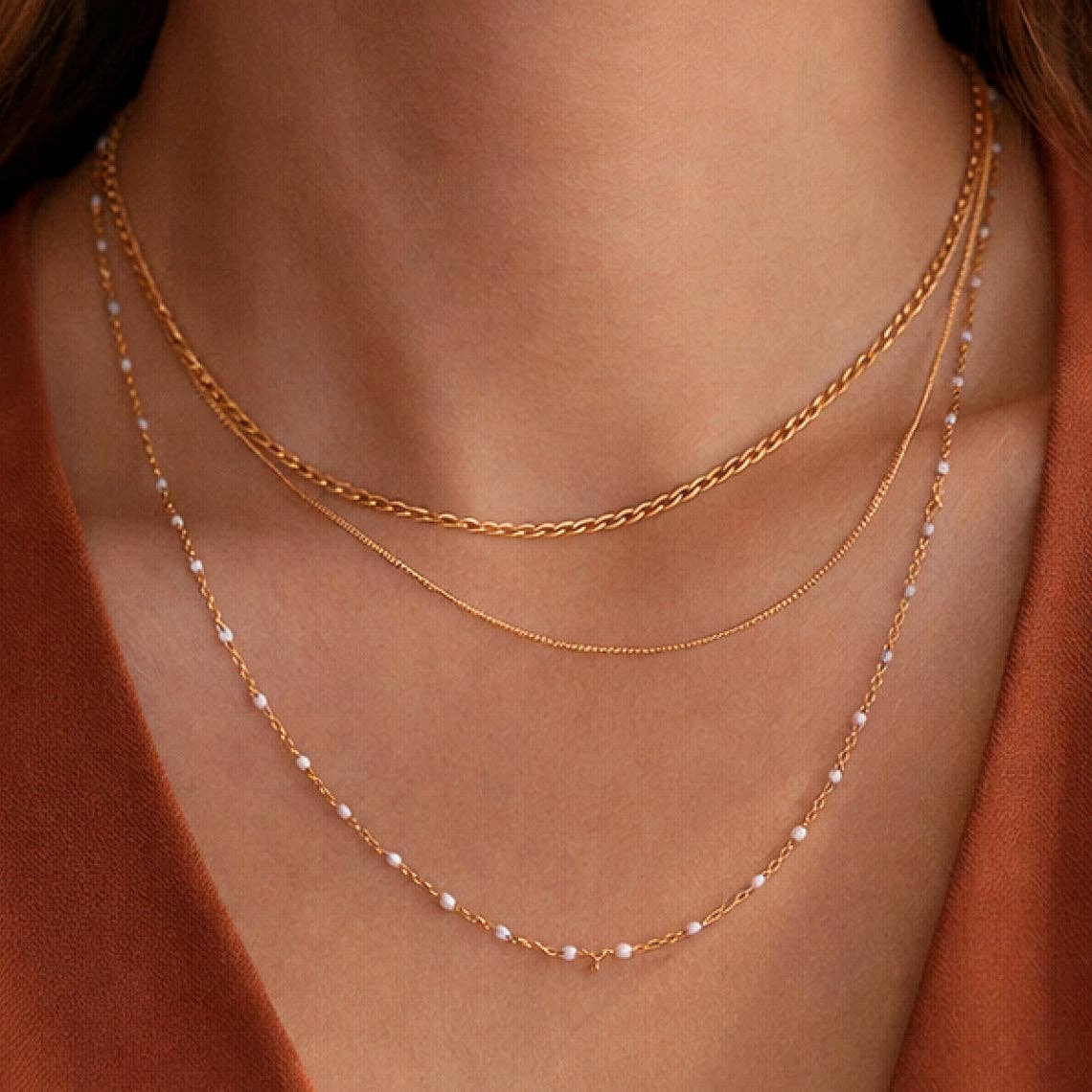 18K Gold PVD Plated Waterproof Stainless Steel Chain Necklace