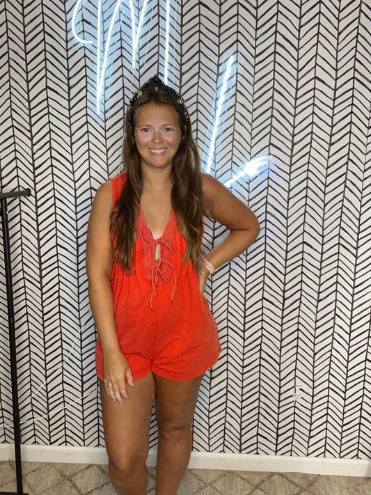 Glory red romper.