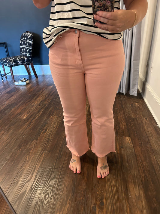 Pink jeans.