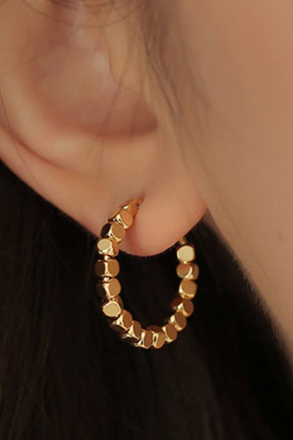 18K Gold PVD Plated Waterproof Stainless Steel Hoop Earrings