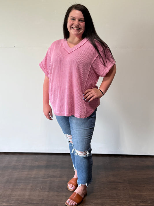 Ribbed curvy top