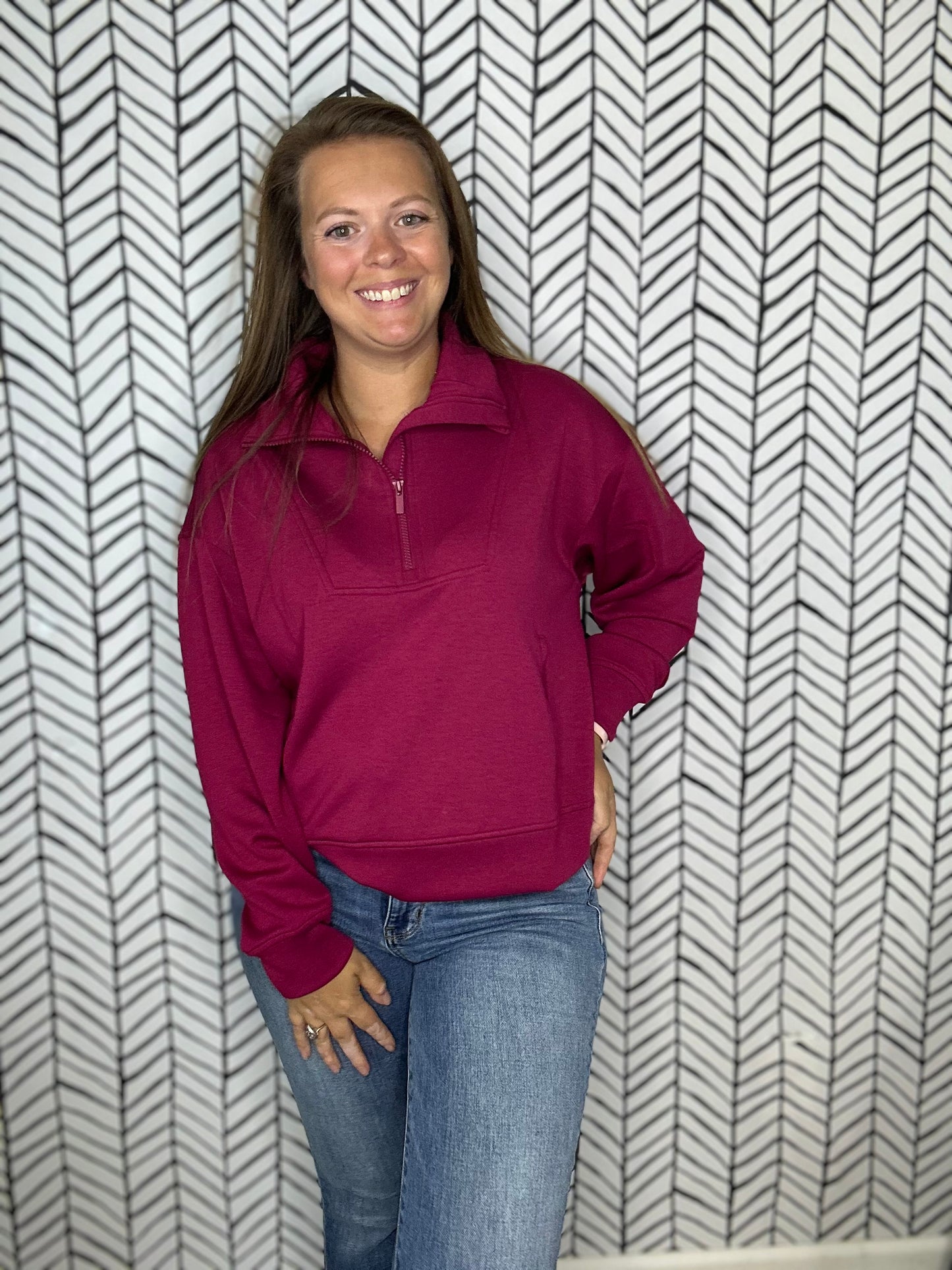 Ruby quarter zip pull over