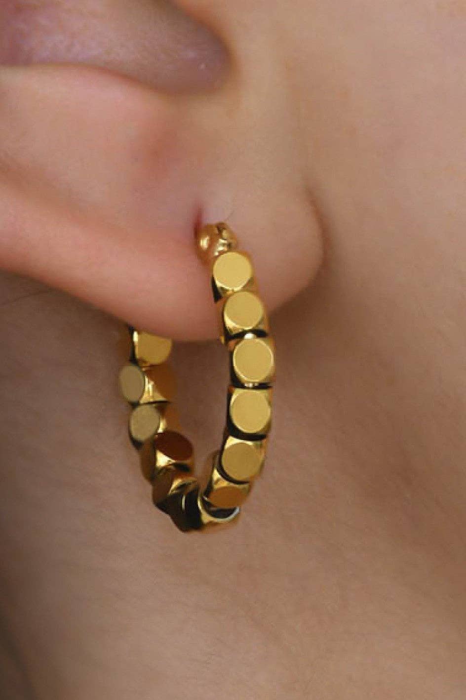18K Gold PVD Plated Waterproof Stainless Steel Hoop Earrings