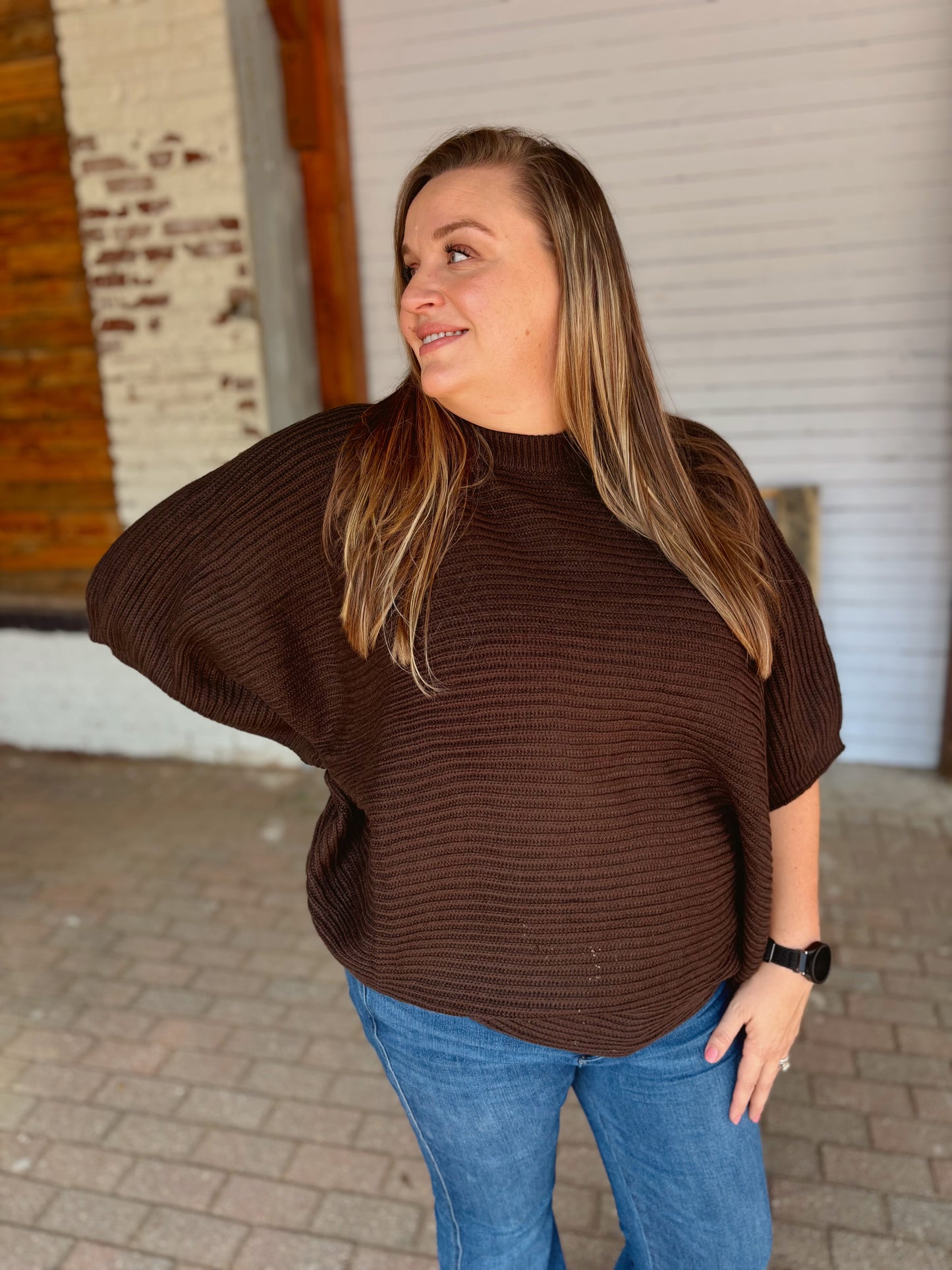 Cozy Chic Ribbed Poncho Top