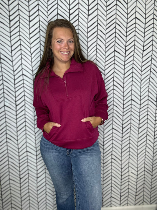 Ruby quarter zip pull over