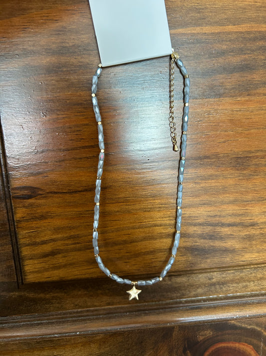 Dusty blue star necklace
