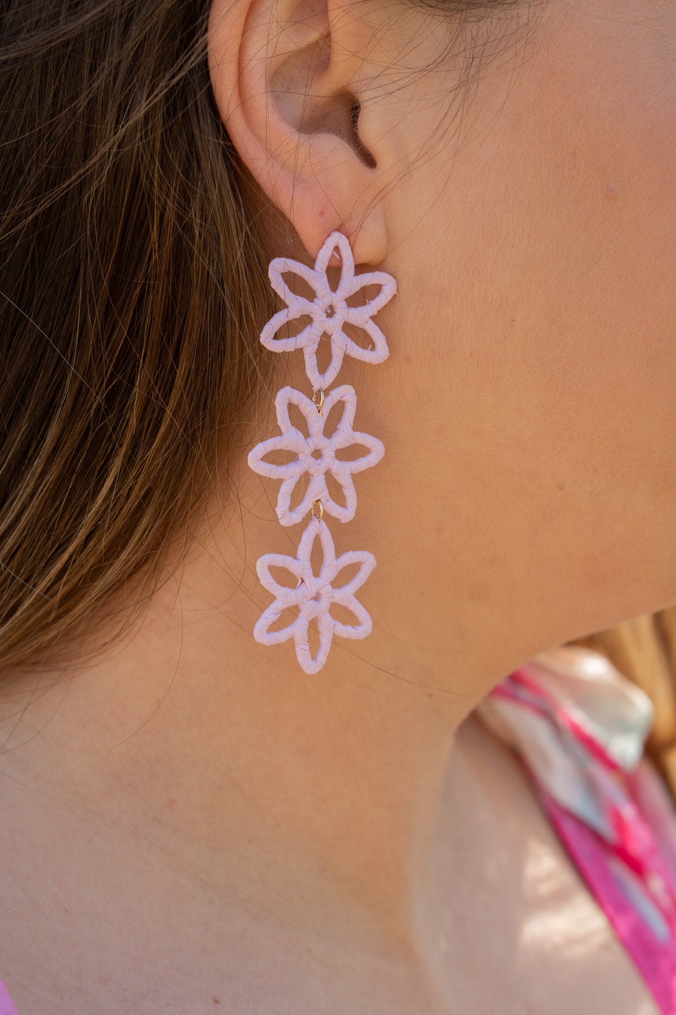 3 flowers earrings
