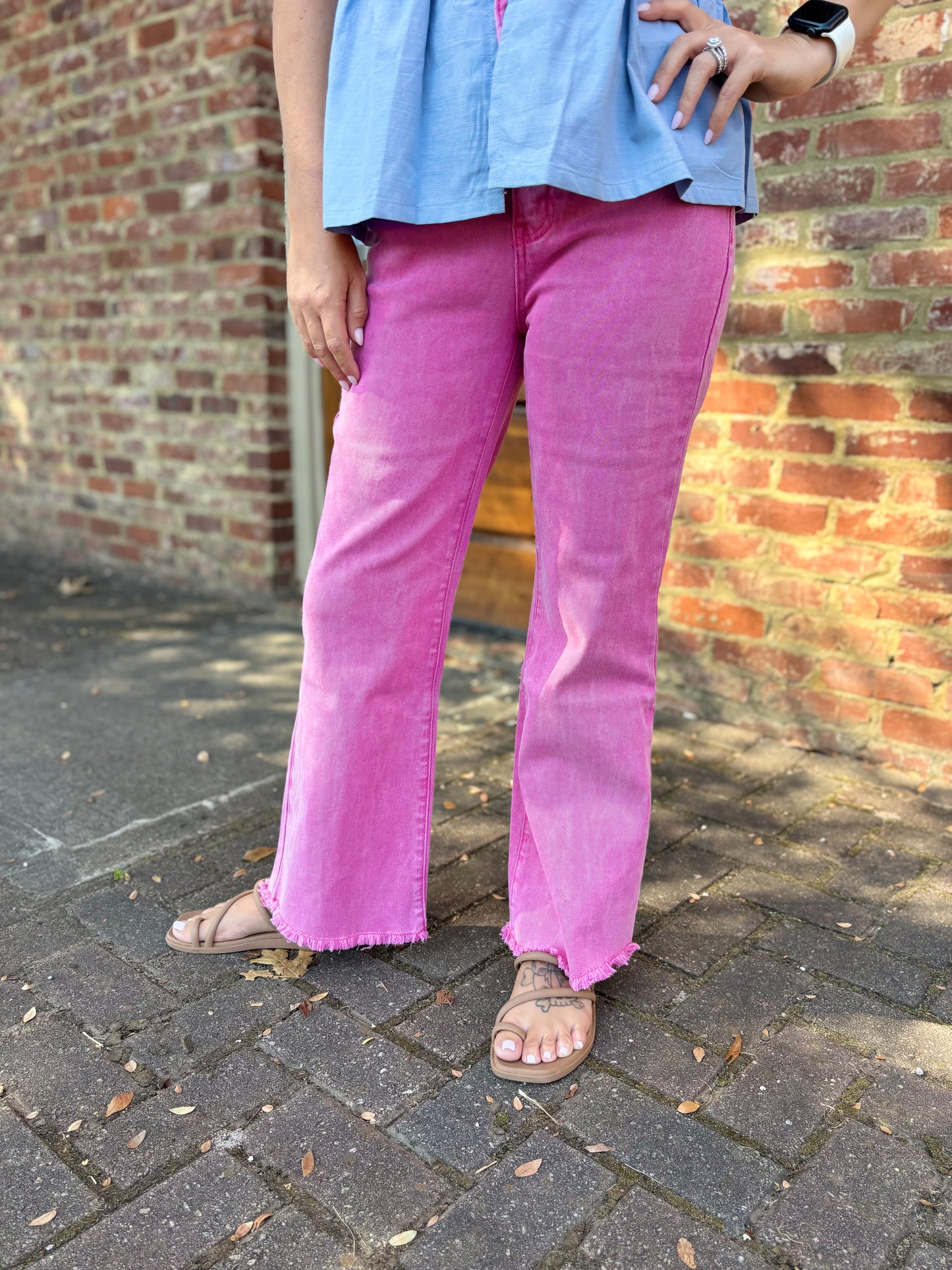 Bright pink jeans