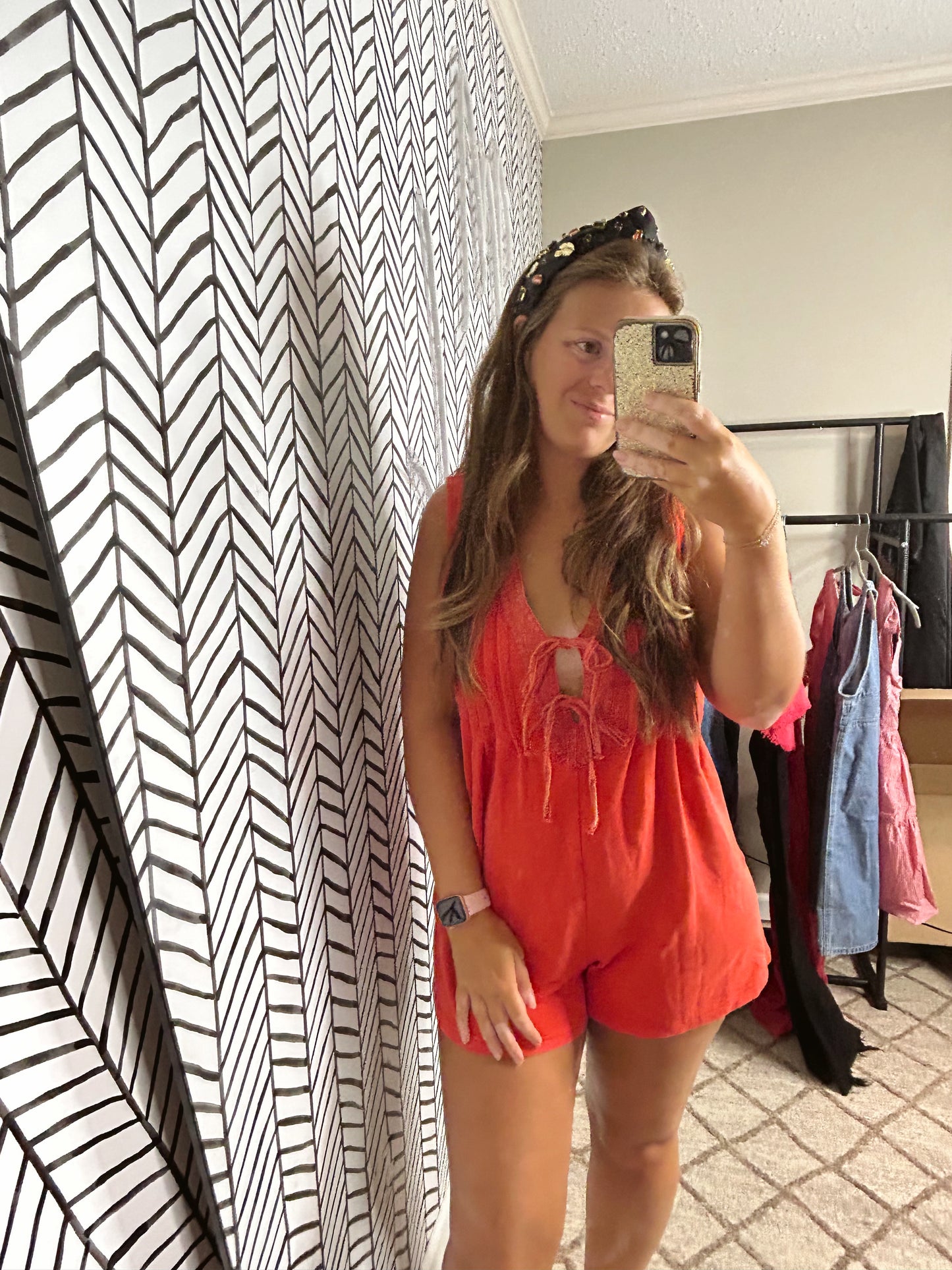 Glory red romper.