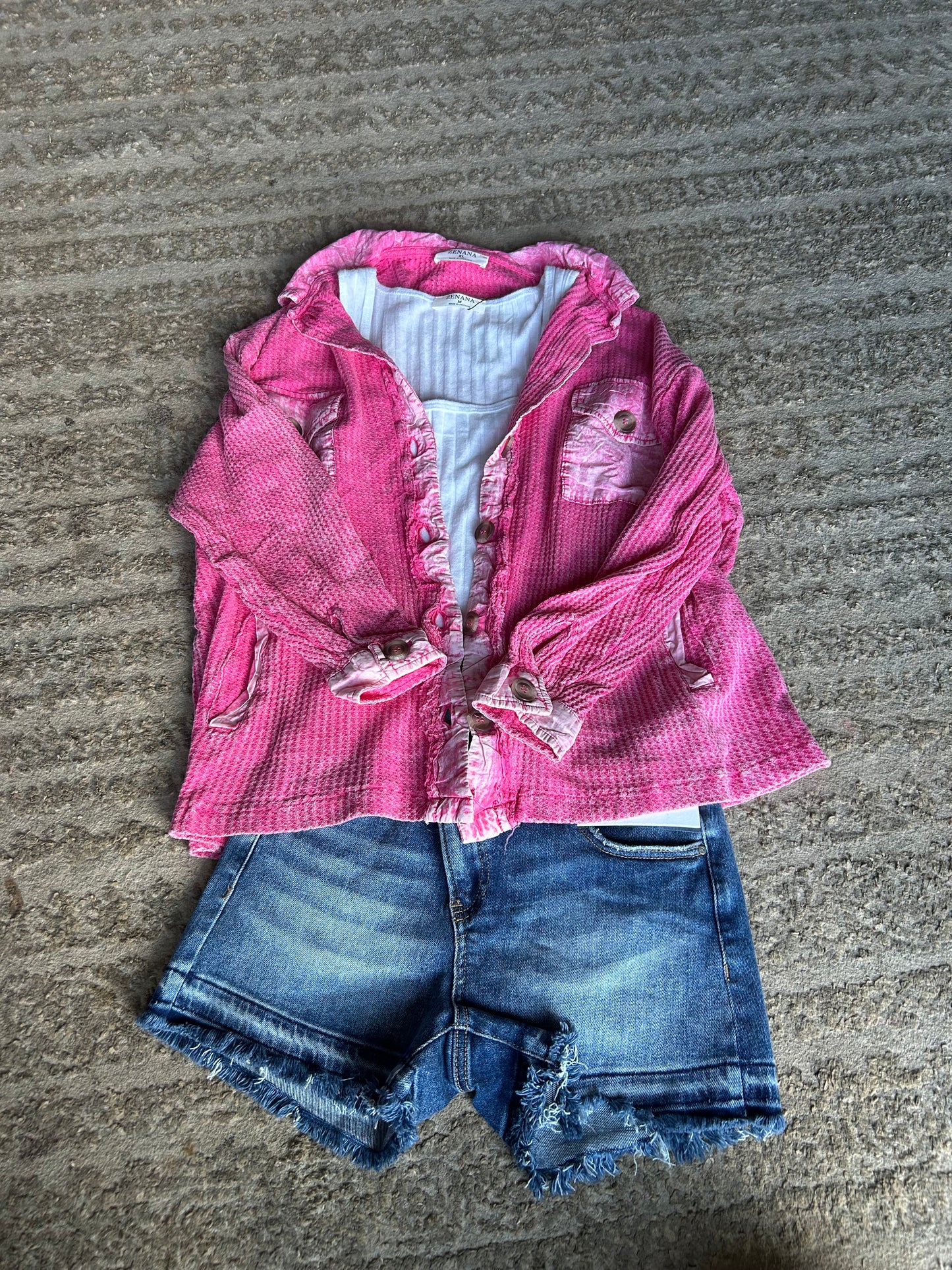 Stella waffle knit button up