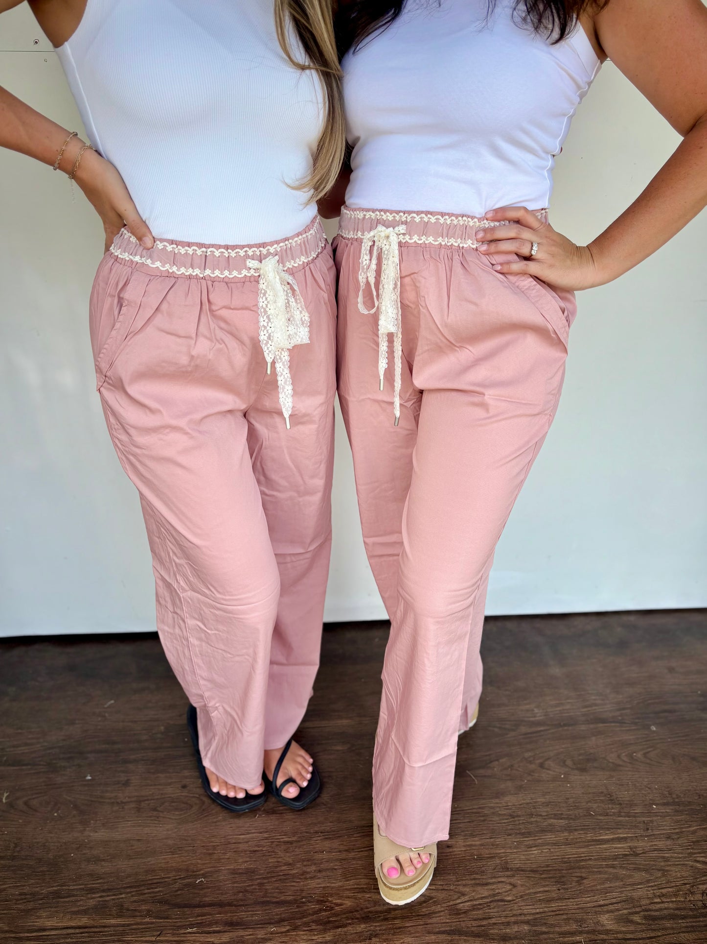 Lace blush pants.