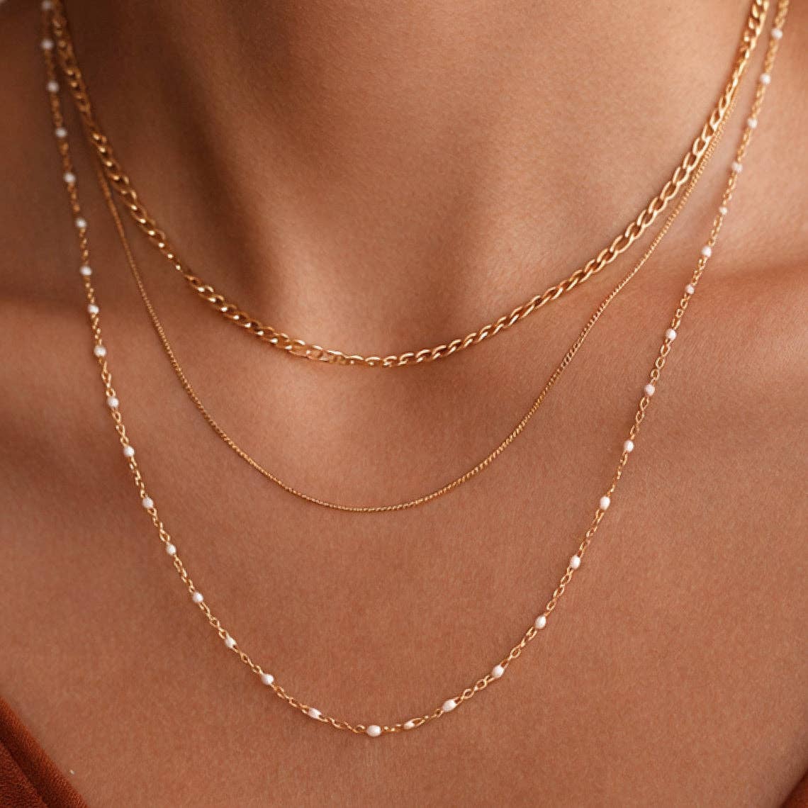 18K Gold PVD Plated Waterproof Stainless Steel Chain Necklace