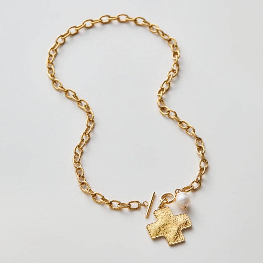 18K Gold PVD Plated Stainless Steel Cross Pendant Necklace