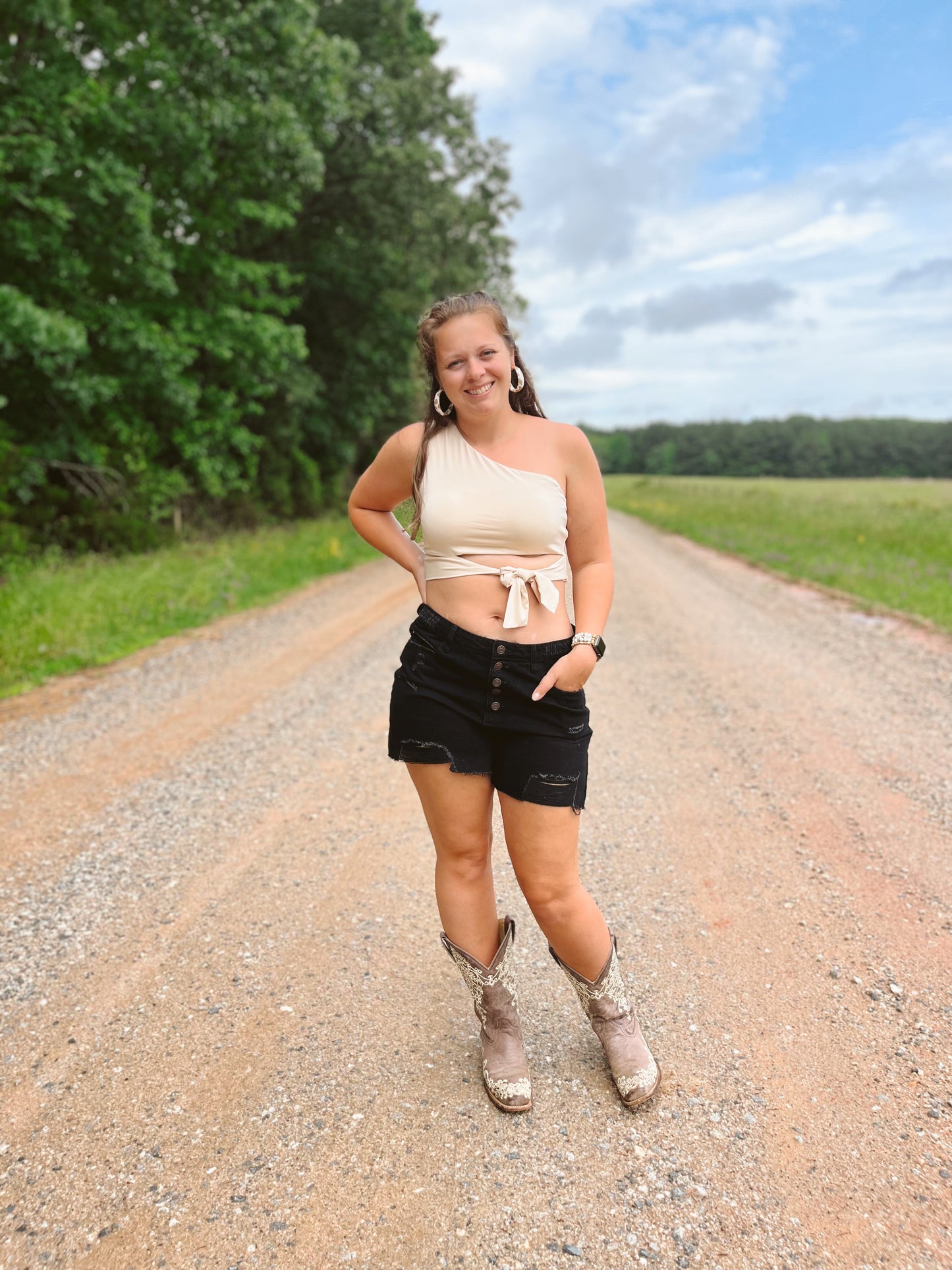 Morgan Black Denim Shorts